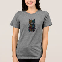 levande abstrakt kattkonst t-shirt-perfekt för kat