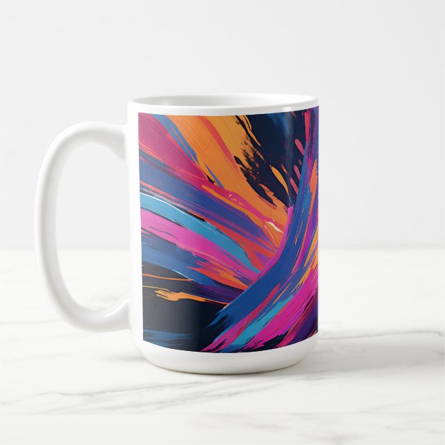 Levande Abstrakt Pinselrörelser Färg Explosion Kaffemugg (Vänster)