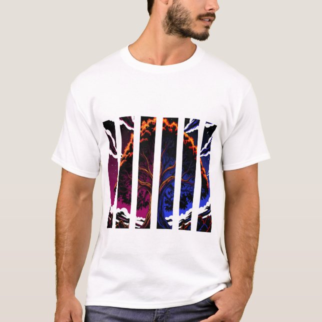 levande Abstrakt Träd Delad Panel-grafik T Shirt (Framsida)