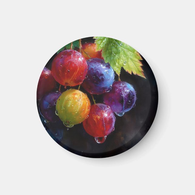 Levande akvarell druvor och daggdroppar magnet (Framsidan)