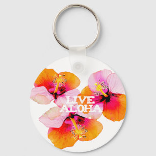 Levande Aloha Hibiskus Blommor Tropiska Blommor Ha Nyckelring