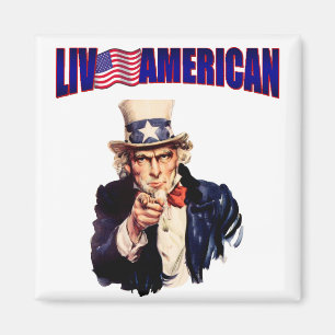 Levande amerikanförebildUncle Sam kvadrerar magni Magnet