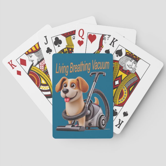 Levande Andande Dammsugare Hund Casinokort (Baksidan)