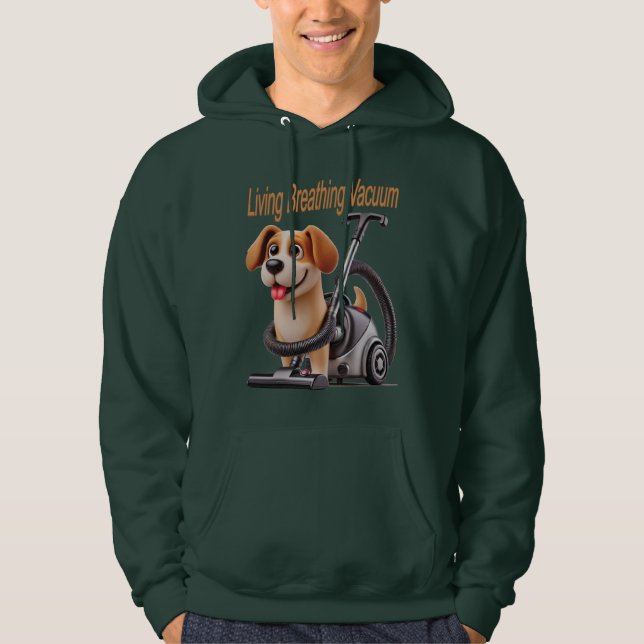 Levande Andande Dammsugare Hund Hoodie (Framsida)