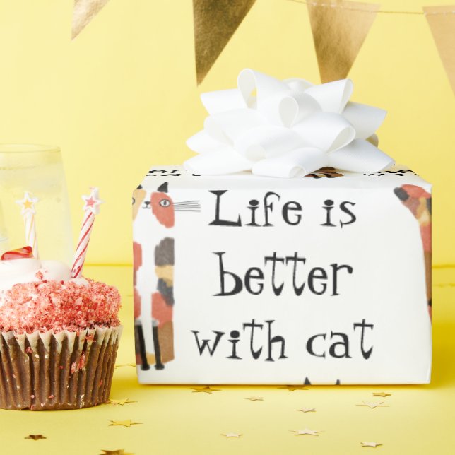 Levande är bättre med katt presentpapper (Födelsedagsfest)