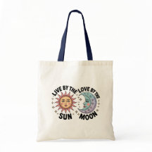 Levande av solen kärlek av månen retro-totebag