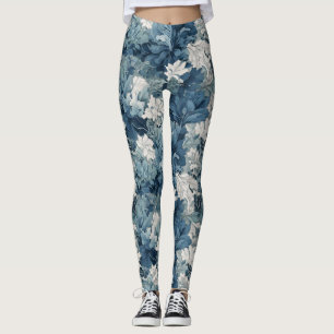 Levande Blå Blommiga Leggings