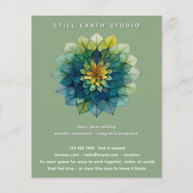 Levande blad | Mandala Flygblad (Baksidan)