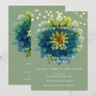 Levande blad Mandala Inbjudningar