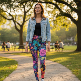 Levande blommiga leggings