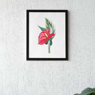Levande blommor av rött antrum Bouquet Poster