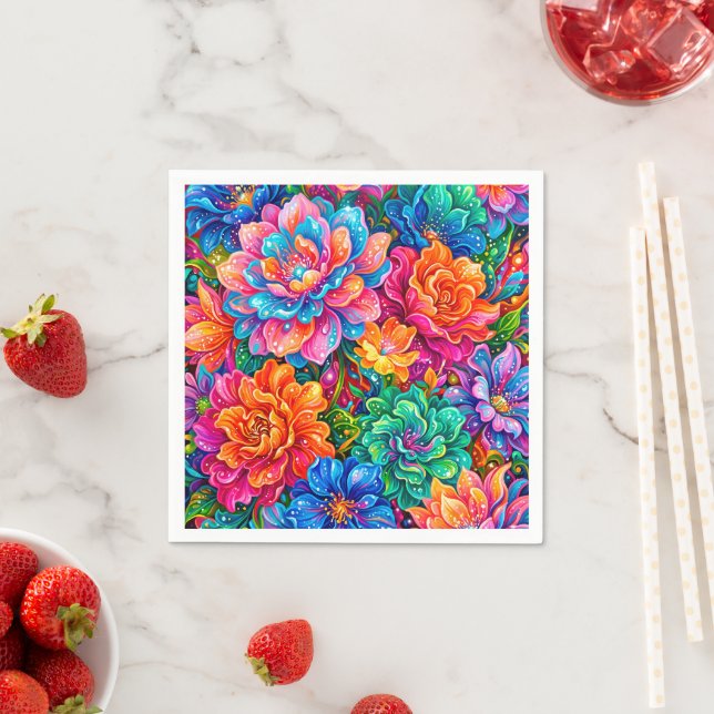 Levande blommor Drömlandskap – Psykedelisk Boho Pappersservett (Insitu)