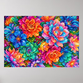 Levande blommor Drömlandskap – Psykedelisk Boho Poster