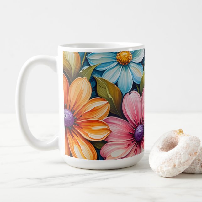 Levande blommor kaffemugg (Med munk)