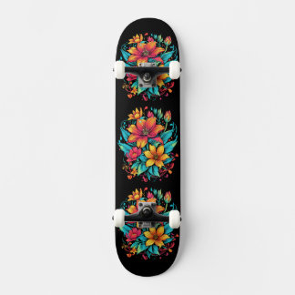 Levande blomstermönster mini skateboard bräda 18,5 cm