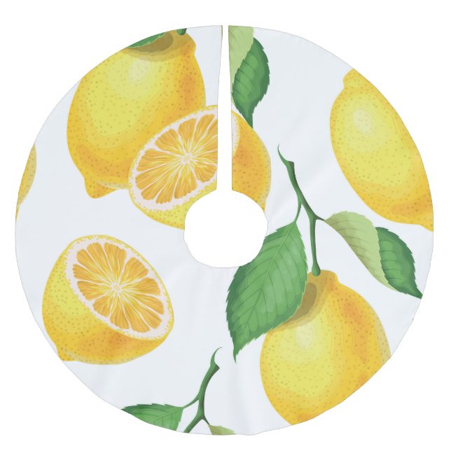 Levande citron: Fresh Seamless Mönster Julgransmatta Borstad Polyester (Framsidan)