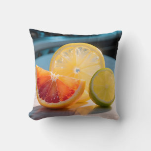 Levande Citrus Skivor Grapefrukt Citron Lime Färsk Kudde