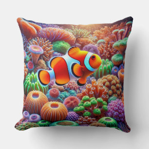 Levande Clownfisk Korallrev Ocean Hem Inredning 🐠 Kudde