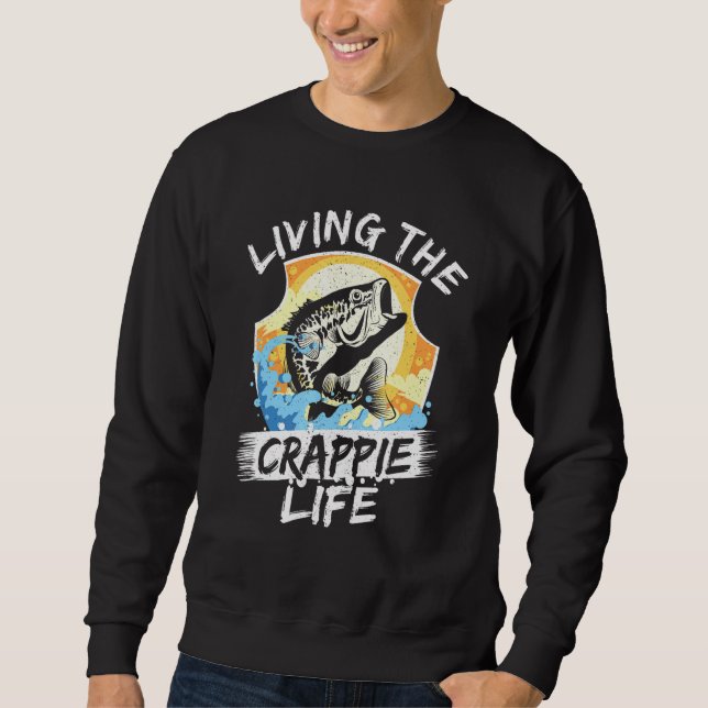 Levande Crappie Life Fisherman Rod Fish Lång Ärmad Tröja (Framsida)