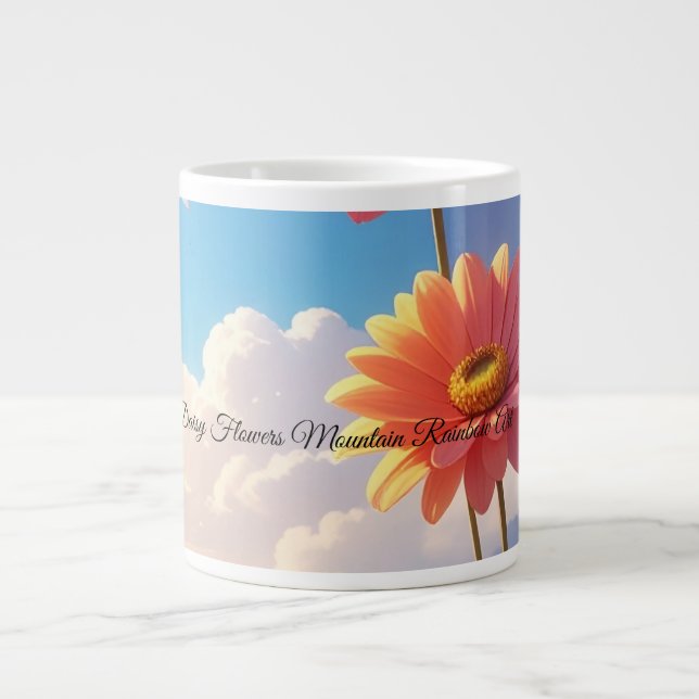Levande Daisy Blommor Berg Regnbåge Konst Jumbo Mugg (Framsidan)