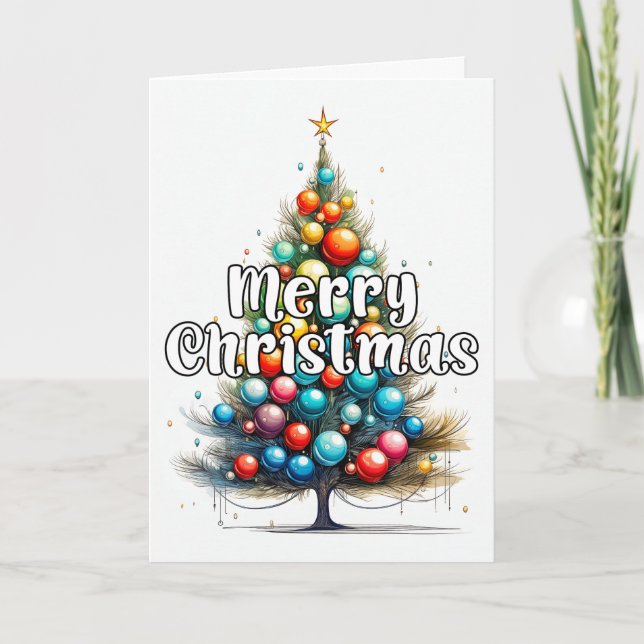 Levande dekorativt God jul Träd Helgkort (Framsida)