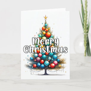 Levande dekorativt God jul Träd Helgkort