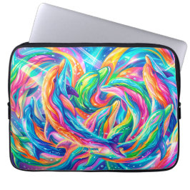 Levande delfindrömspanorama – Psykedelisk boho Laptop Fodral