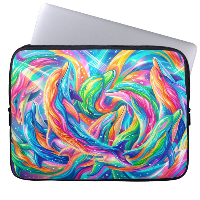 Levande delfindrömspanorama – Psykedelisk boho Laptop Fodral (Framsidan)