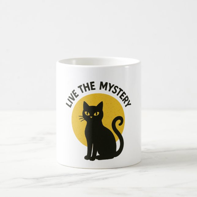 Levande den svarta kattmånens mystik kaffemugg (Center)
