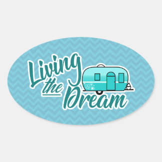 Levande Dream Camping Ovalt Klistermärke