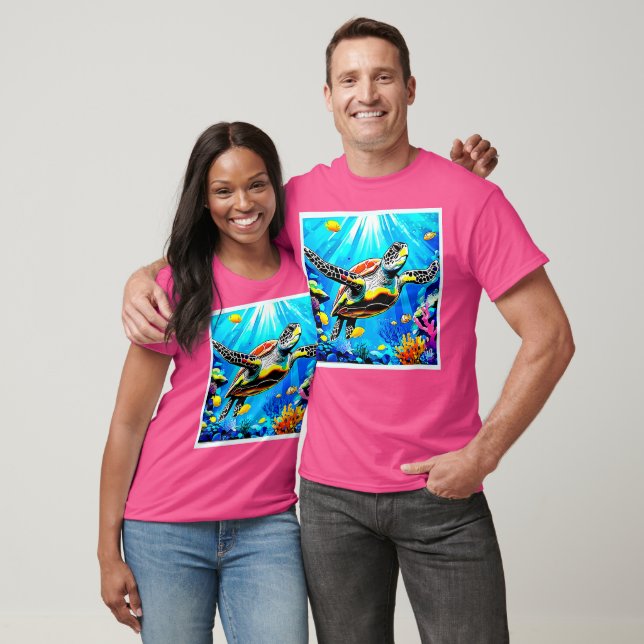 Levande Drömlandschap med Havssköldpadda T Shirt (Unisex)