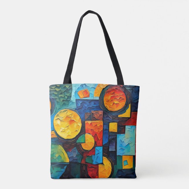Levande Drömmar Geometri – Djärv Modern Abstrakt K Tygkasse (Baksida)