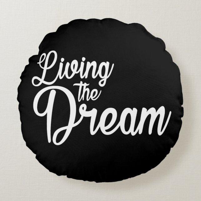 Levande drömmarinspirerande motivation rund kudde (Framsidan)