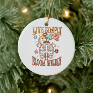 Levande enkelt, Bloom Wilely - Skeleton och svampa Julgransprydnad Keramik