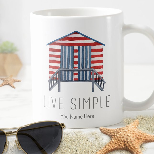 Levande enkelt citattecken Nautical Summer Beach H Kaffemugg (Skapare uppladdad)