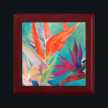 Levande fåglar vid Paradise Minnesask<br><div class="desc">"Vivid Birds of Paradise" av Jennifer Paxton Parker. Fåglar av paradisblommor i ljust,  levande färg.</div>