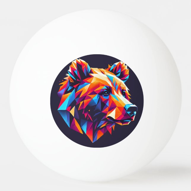 Levande Färgad Geometrisk Björnillustration Pingisboll (Framsidan)