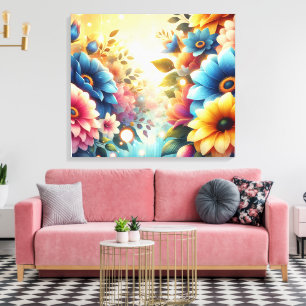 Levande färgblommor Canvas