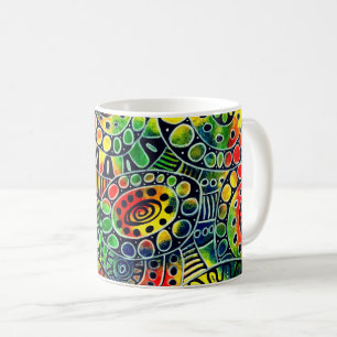 Levande färgcirklar och Ovaler Ursprunglig Abstrak Kaffemugg