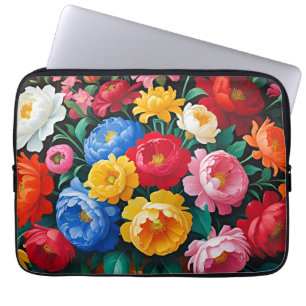 Levande färger, slående blommor, laptop fodral