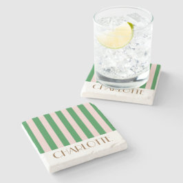 Levande Färgglada Ränder Grön Trendig Bröllop Stenunderlägg