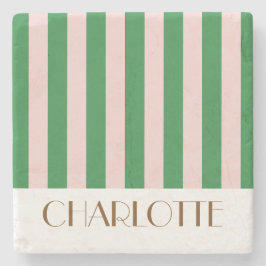 Levande Färgglada Ränder Grön Trendig Bröllop Stenunderlägg