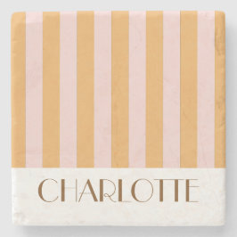 Levande Färgglada Ränder gul Trendig Bröllop Stenunderlägg