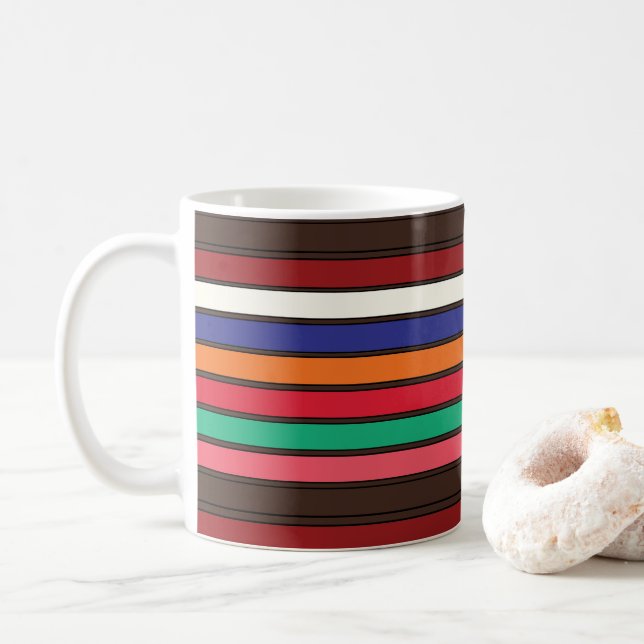 Levande färgglada ränder  kaffemugg (Med munk)