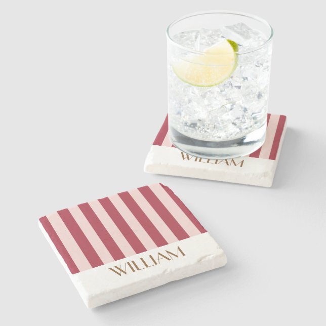 Levande Färgglada Ränder röd Trendig Bröllop Stenunderlägg (Sidan)