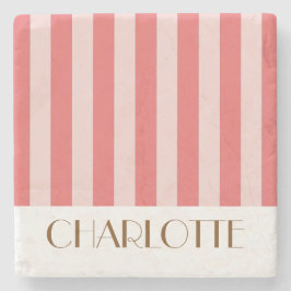 Levande Färgglada Ränder rosa Trendig Bröllop Stenunderlägg