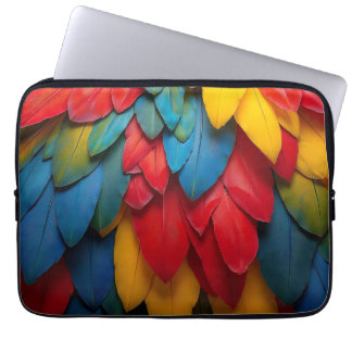 Levande Färgrik Macaw-Papegoja Fjädrar Tropisk Laptop Fodral