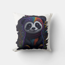 Levande Färgrik Panda Kudd - Psykedelisk Dubbel Kudde