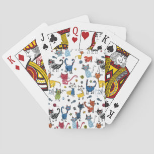 Levande Färgrika Katter Handritad Kittel Casinokort