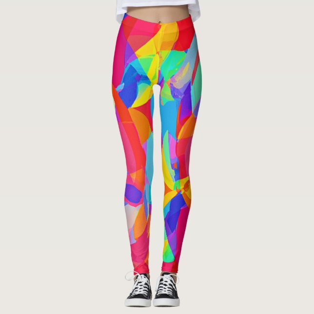 Levande färgstark Mönster Magic Leggings (Framsida)